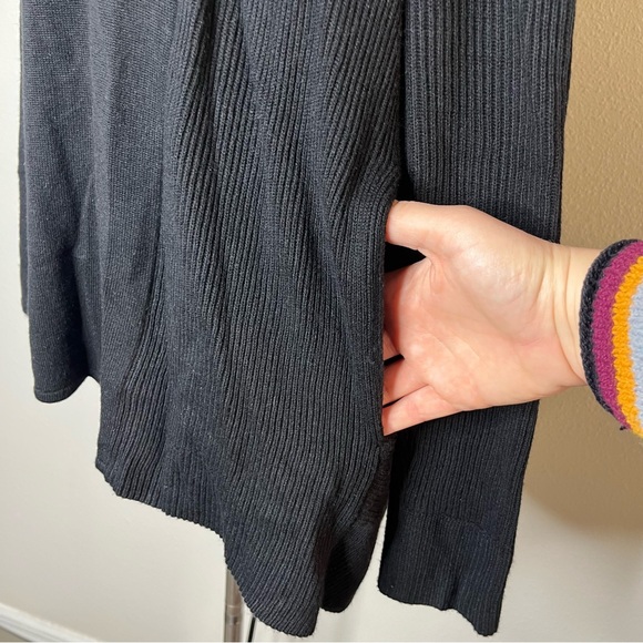 Lululemon Black Open Front Hooded Cardigan Rib Knit Relaxed Fit - Picture 6 of 7